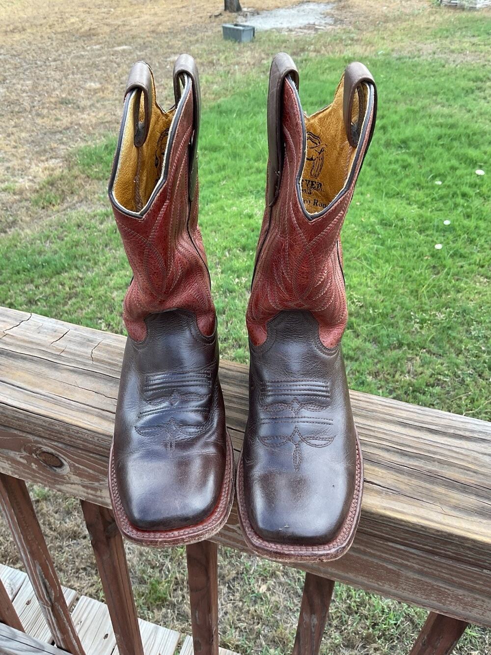 Denver Mountain Boots Men’s 7.5 EE Brown Leather Square Toe Cowboy Pro Rodeo